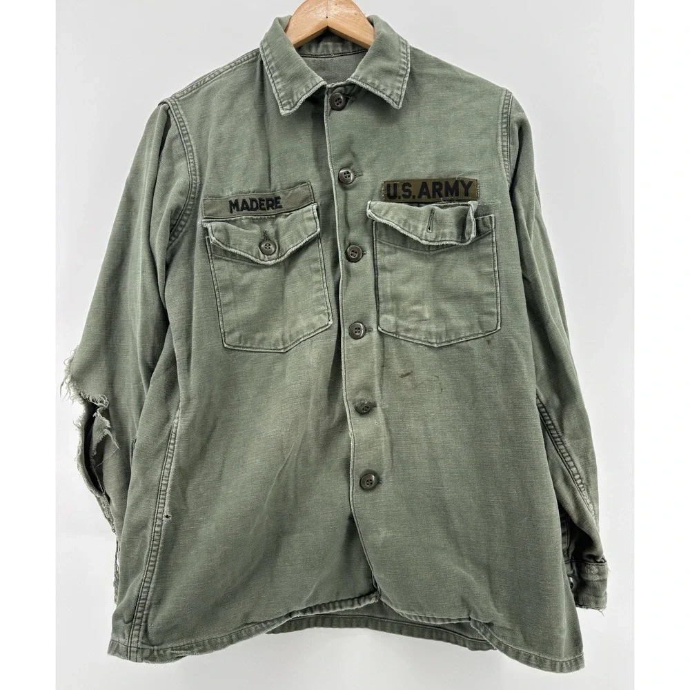 Vietnam Jacket OG-107 Coat US Army War Fatigue Cotton Sateen Vintage Green